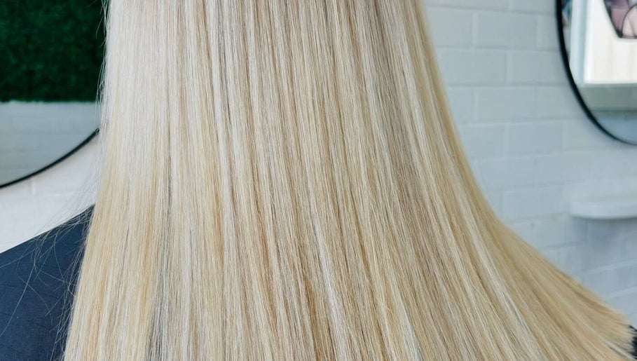 Silky straight blonde hair at Tathra HairStudio, Tathra, New South Wales, AU.
