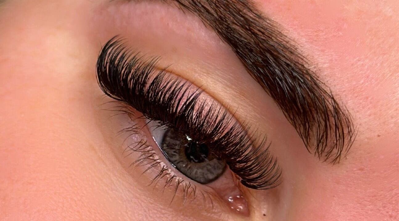 Close-up of expertly styled lashes at Naluna Beauty by Lauren, Garforth, England, GB.