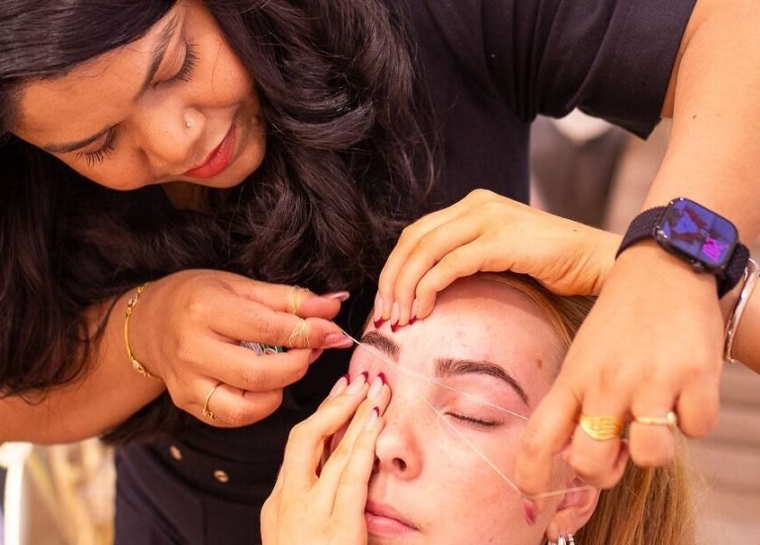 Expert brow threading at WalkIn Pamper Beauty & Brow Bar, Wagga Wagga, New South Wales, AU.