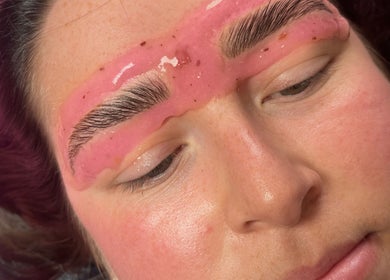 Eyebrow tint treatment at Glamour, Bawtry, England, GB showcasing expert brow care.