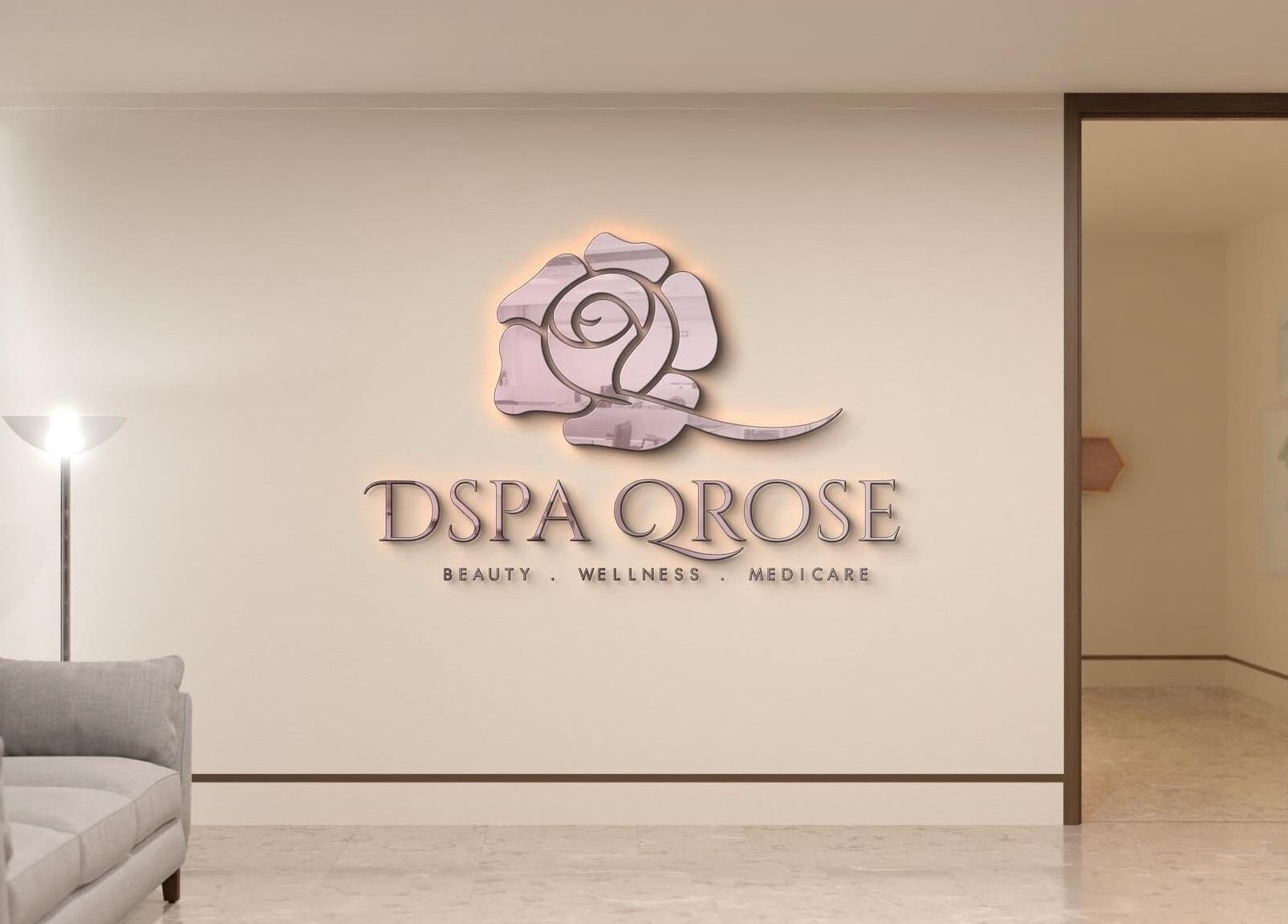 Elegant interior of Qrose Spa lounge area in Johor Bahru, Johor, MY with soft lighting and cozy seating.