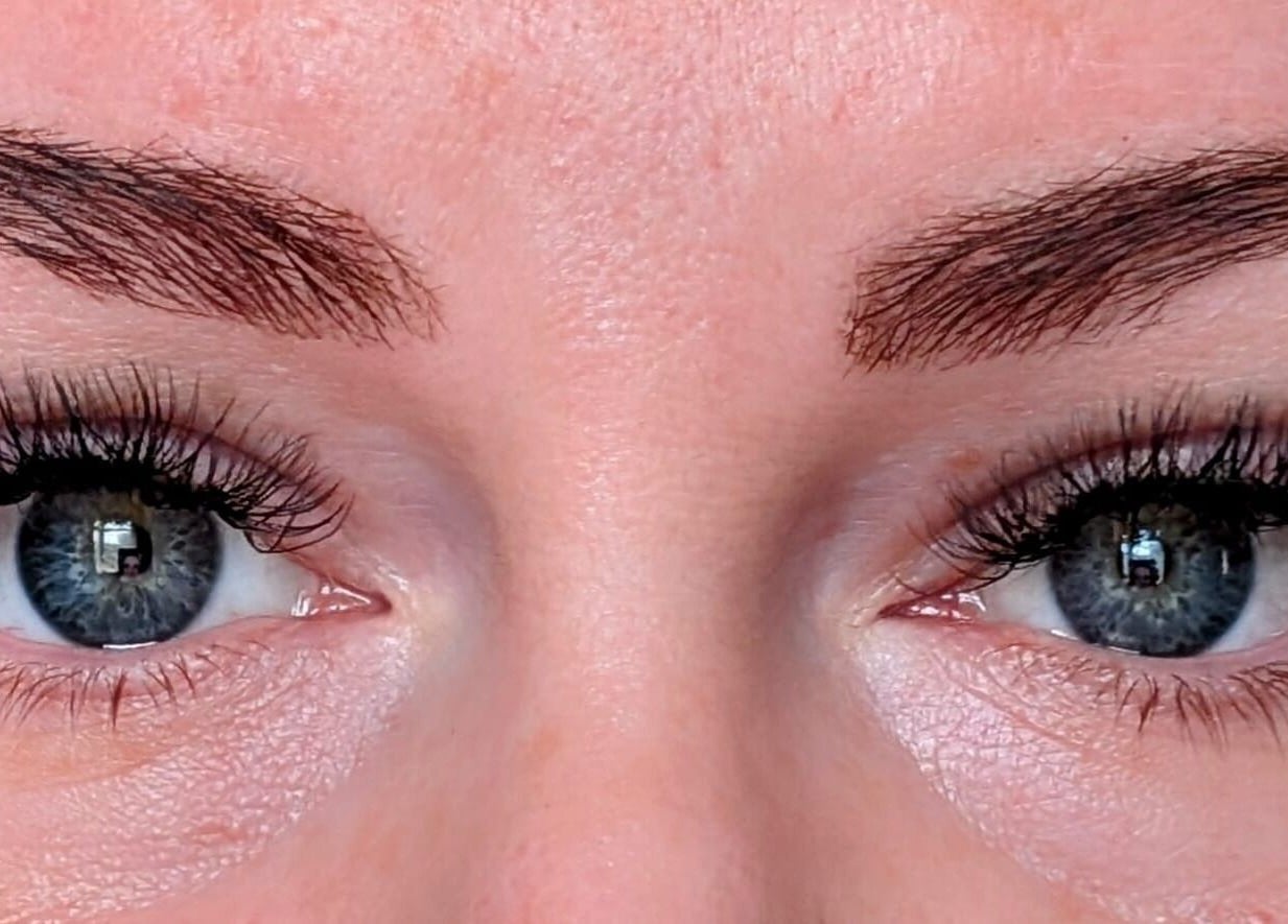 Close-up of expertly applied eyelashes at Lashes by Dee, Weymouth, England, GB.