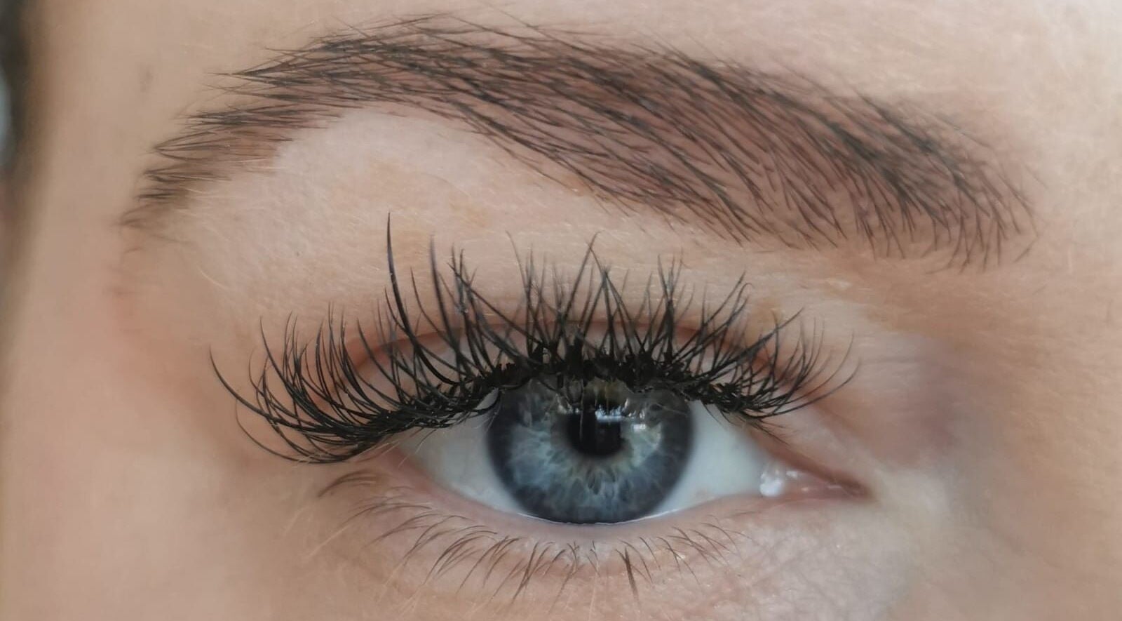 Close-up of eyelash extensions at Lashes by Dee, Weymouth, England, GB.