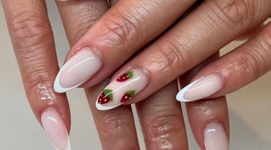 Elegant nail art with berries at Code Rose - Avondale Heights, VIC, AU, showcasing detailed manicure.
