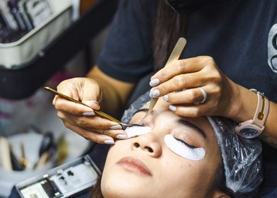 Eyelash extension session at Glamore Beauty Lounge Lapaz Branch, Iloilo City, Western Visayas, PH.