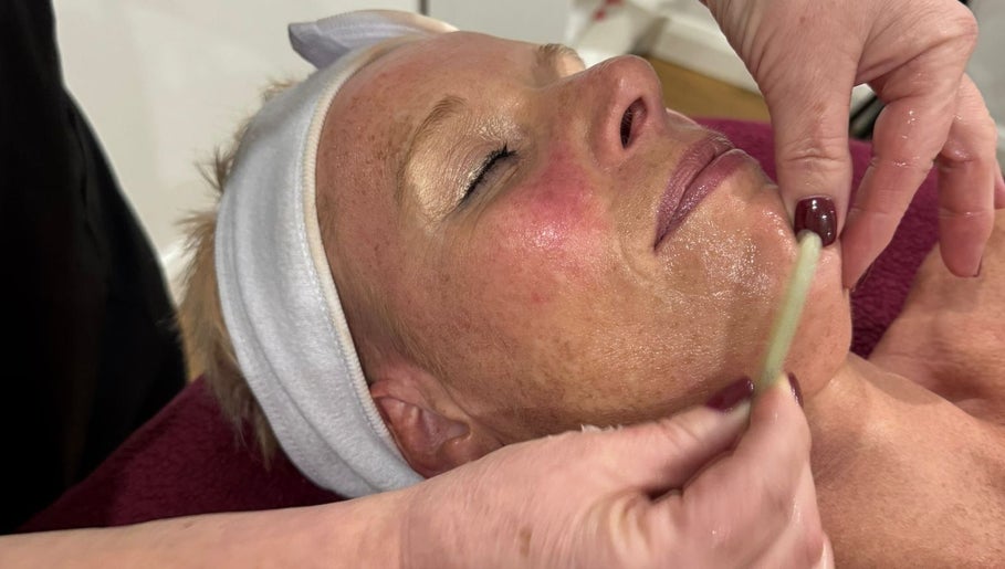 Facial treatment at Catherine Rebalance Therapies in Sheffield, England, GB enhances skin glow and relaxation.