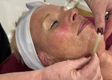 Facial treatment at Catherine Rebalance Therapies in Sheffield, England, GB enhances skin glow and relaxation.