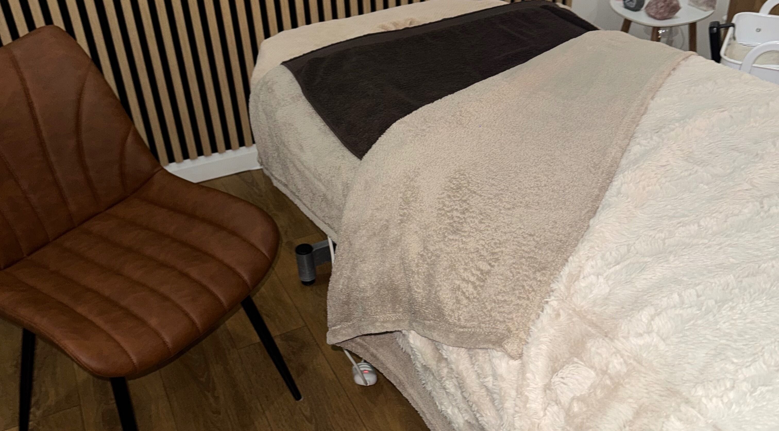 Massage table and chair setup at Catherine Rebalance Therapies, Sheffield, England, GB for ultimate relaxation.