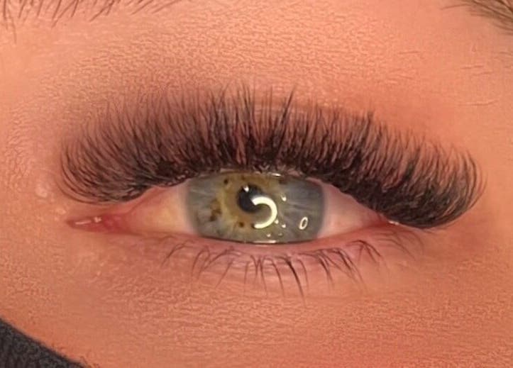 Close-up of elegant eyelash extensions at Her.Byron Bay, Suffolk Park, New South Wales, AU.