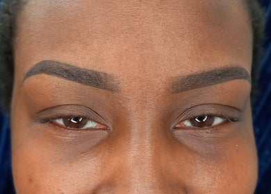Closeup of expertly shaped brows at Wake Up With Brows UK, London, GB, showcasing precision and style.