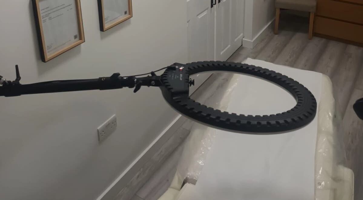 Professional beauty treatment room at Wake Up With Brows UK, London, GB, featuring advanced lighting setup.