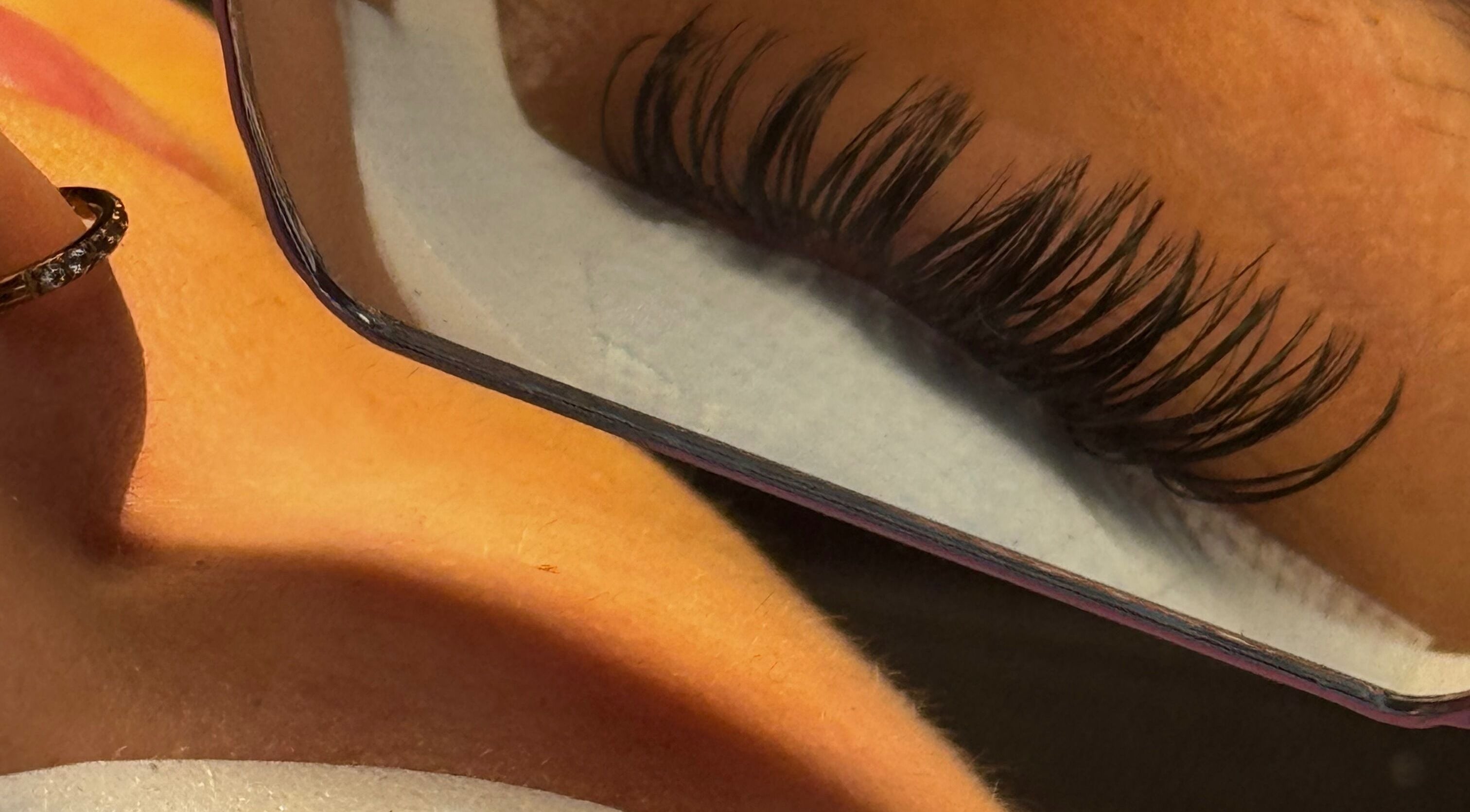 Close-up of eyelash extensions at Extensions By JayD, Oakville, Ontario, CA showing detailed craftsmanship.