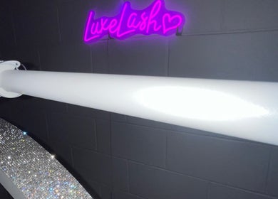 Sparkling decor and Luxe Lashes neon at Maroochydore, Queensland, AU beauty spot.