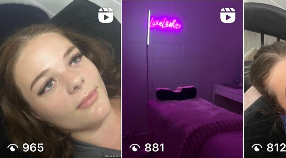 Relaxing treatment room at Luxe Lashes, Maroochydore, Queensland, AU with a glowing neon sign.