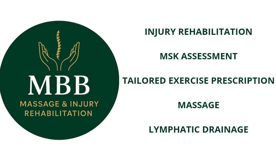 MBB MASSAGE & INJURY REHABILITATION logo in Haydock, England, GB with services listed.