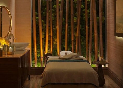 Relaxing spa room at Myfa Salon Indera Makhota 15, Indera Mahkota, Pahang, MY, featuring a cozy massage bed.