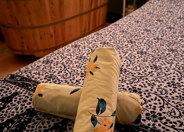 Cozy treatment room at Myfa Salon Indera Makhota 15, Indera Mahkota, Pahang, MY, featuring a patterned table.