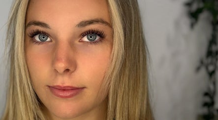 Close-up of woman's eyes with lash extensions at Sass and Lash, Alexandria, New South Wales, AU.