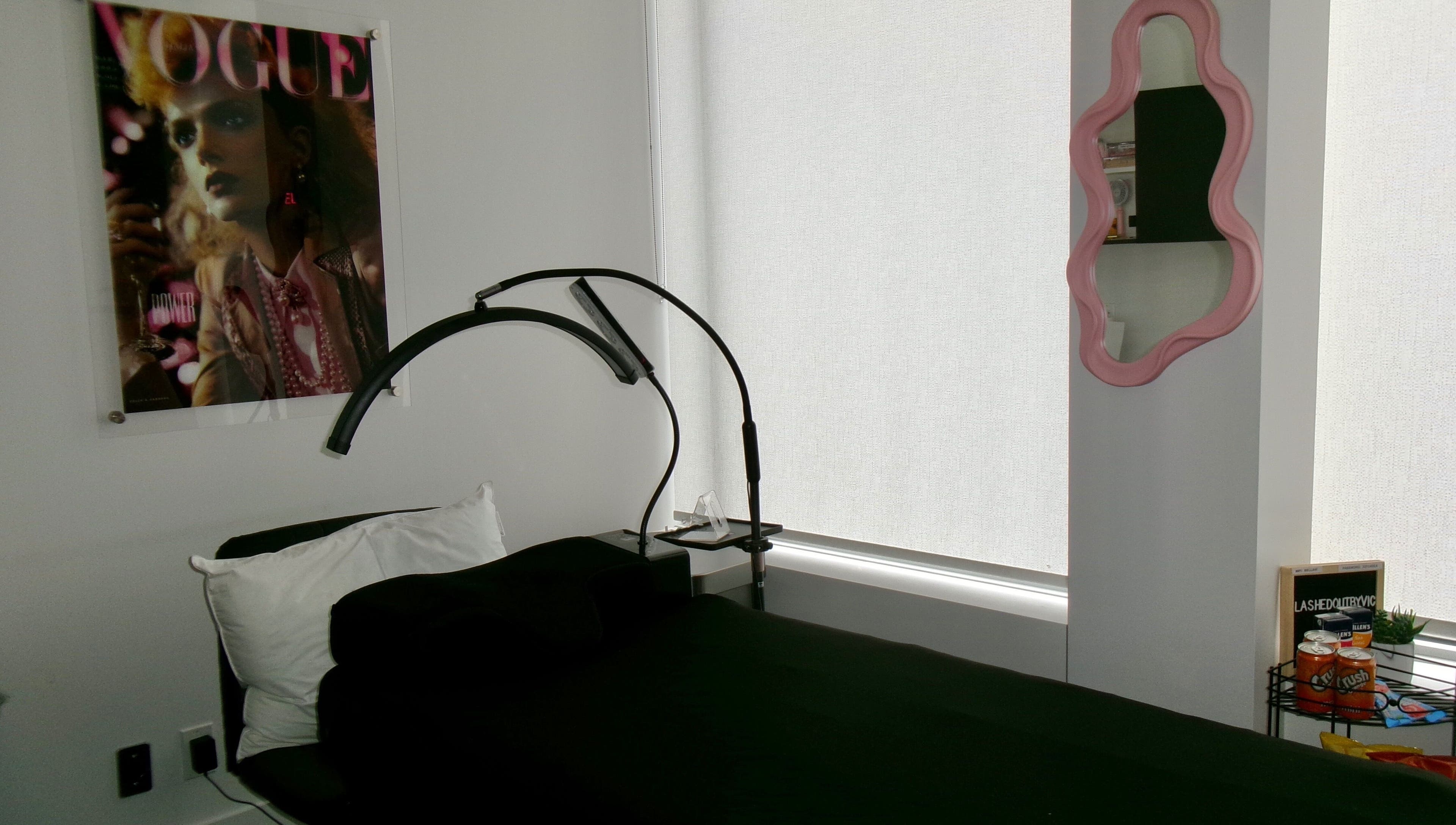 Elegant beauty room at Victoria | Lashed Out by Vic in Vaughan, Ontario, CA with stylish decor and relaxing ambiance.