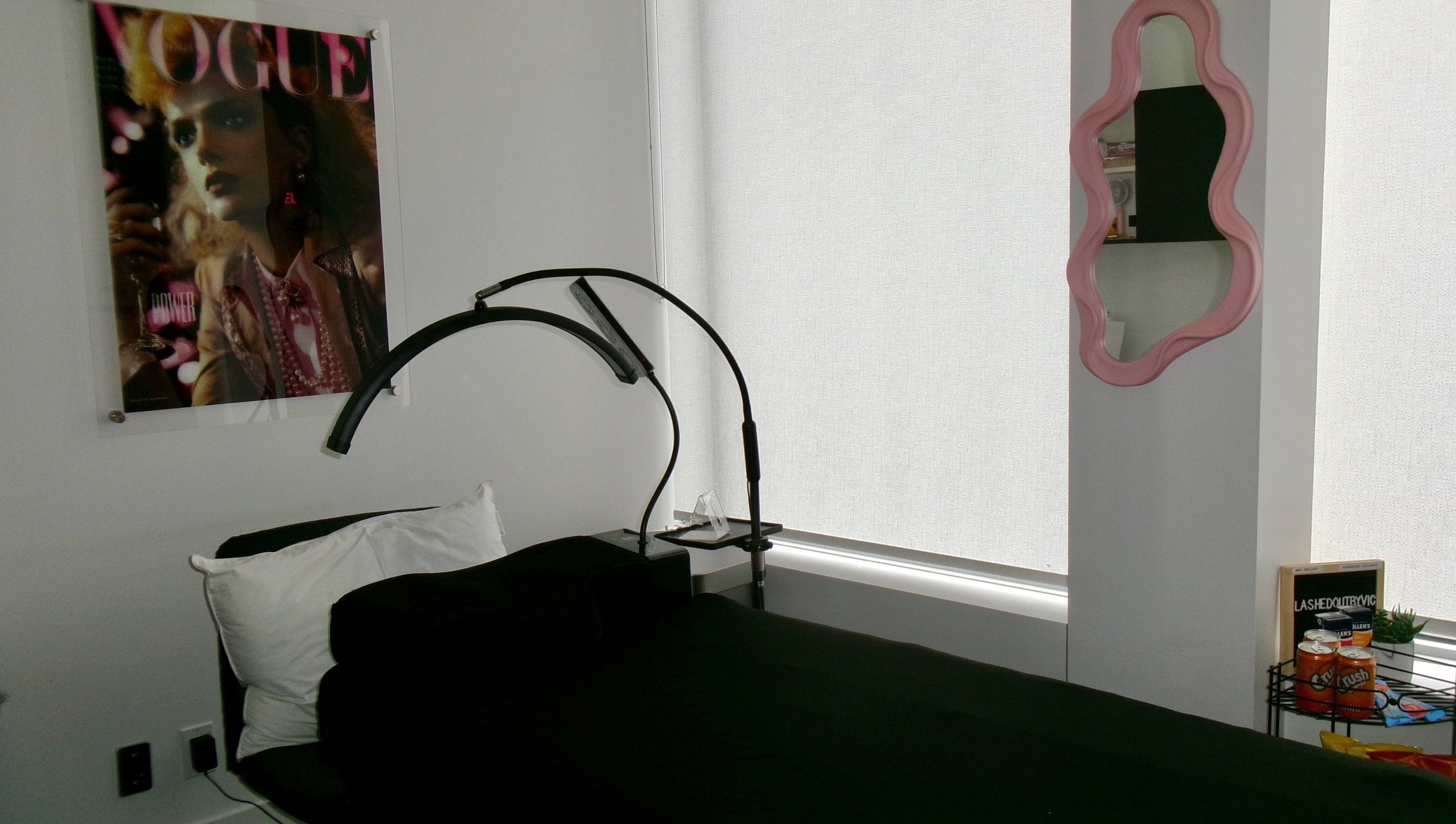 Elegant beauty room at Victoria | Lashed Out by Vic in Vaughan, Ontario, CA with stylish decor and relaxing ambiance.