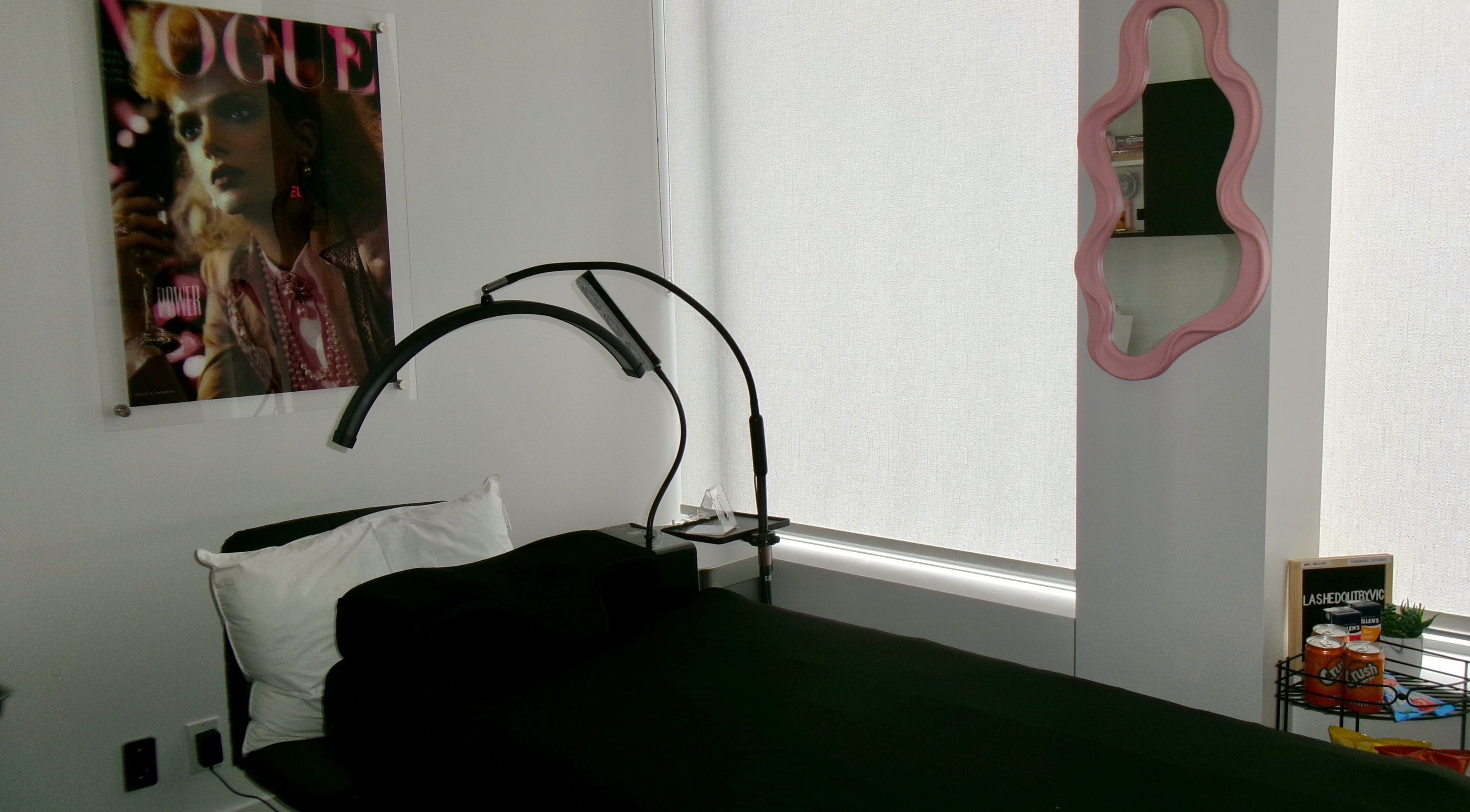 Elegant beauty room at Victoria | Lashed Out by Vic in Vaughan, Ontario, CA with stylish decor and relaxing ambiance.