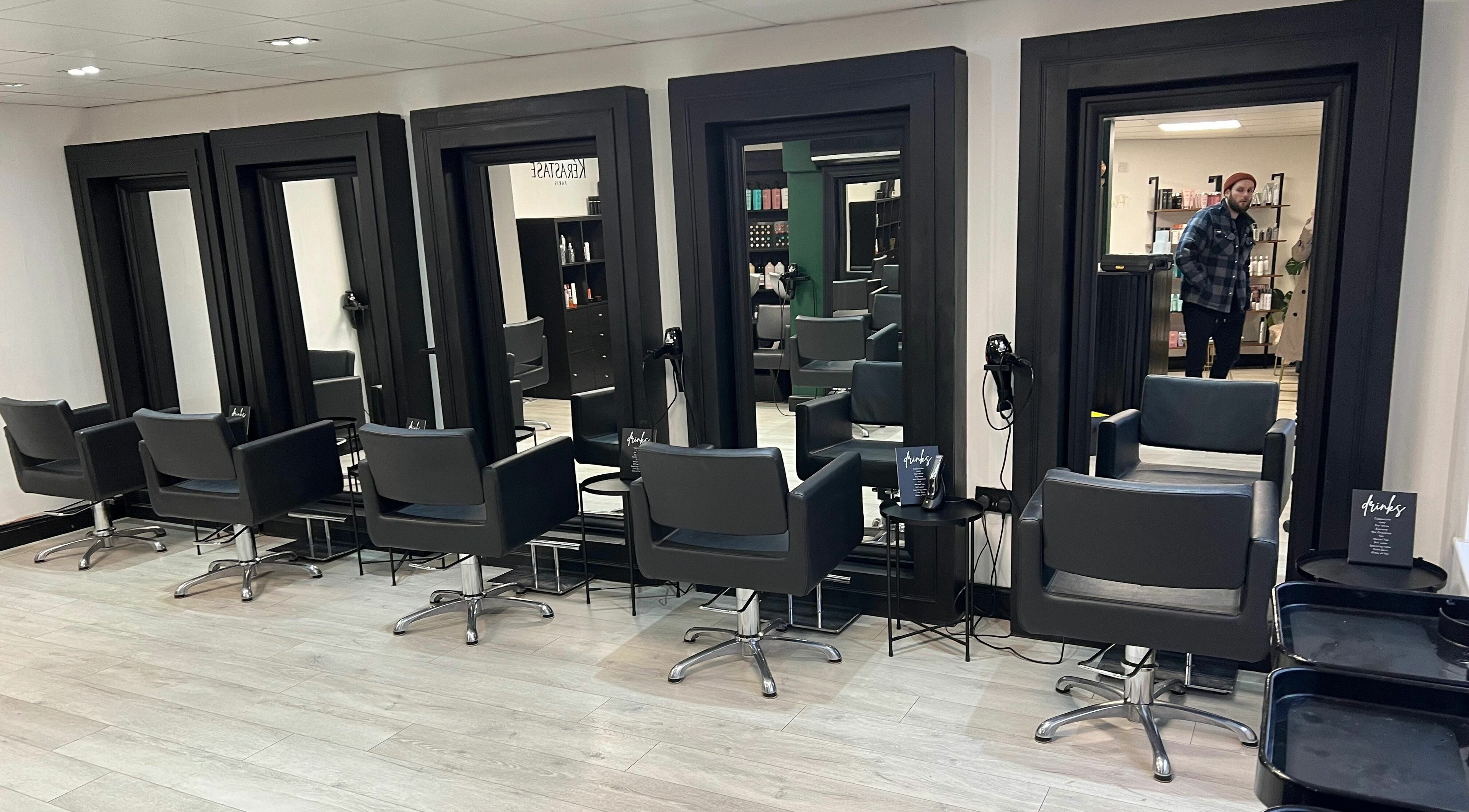 Stylish salon at Sumner and Johnson Hair in Sunderland, England, GB exuding a modern and inviting atmosphere.