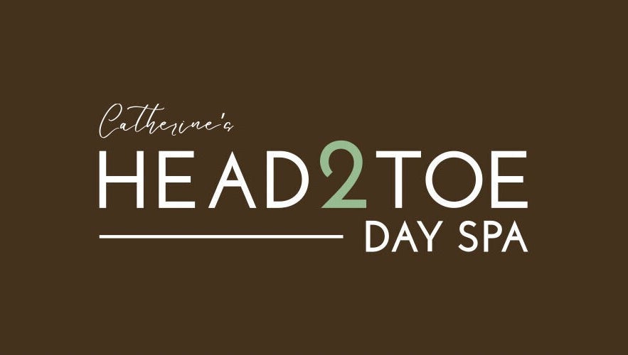 Catherine’s Head2Toe logo in Kalamazoo, Michigan, US with elegant typography on a brown background.
