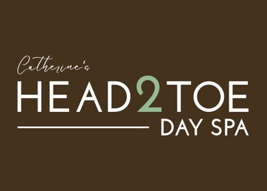 Catherine’s Head2Toe logo in Kalamazoo, Michigan, US with elegant typography on a brown background.