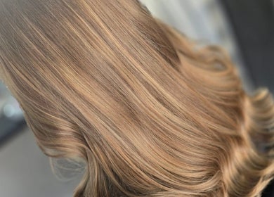 Beautiful golden hair at Joanne Slattery Hair at Hope Hair Studio, Blackburn, Scotland, GB.