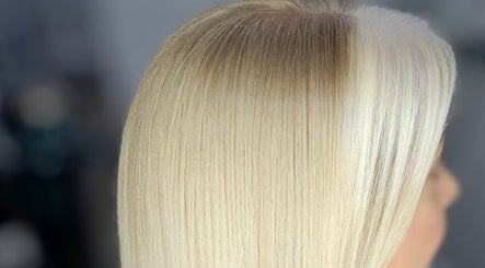 Smooth blonde hair at Joanne Slattery Hair, Hope Hair Studio in Blackburn, Scotland, GB.