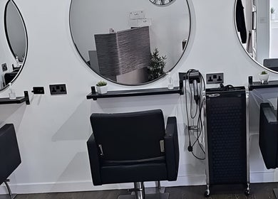 Chic styling stations at Joanne Slattery Hair at Hope Hair Studio, Blackburn, Scotland, GB.