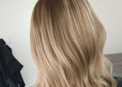 Elegant blonde hair styled at Joanne Slattery Hair, Hope Hair Studio, Blackburn, Scotland, GB.