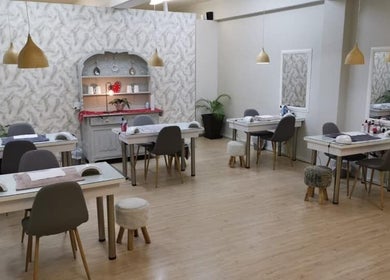 Spacious and chic interior of Classic Nails - Malvern in Queensburgh, KwaZulu-Natal, ZA with nail stations.