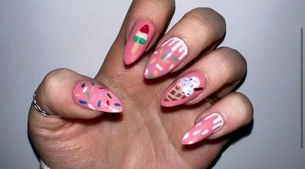 Ice cream nail art at Radiance By Becca, Halifax, England, GB - playful pinks with sprinkles.