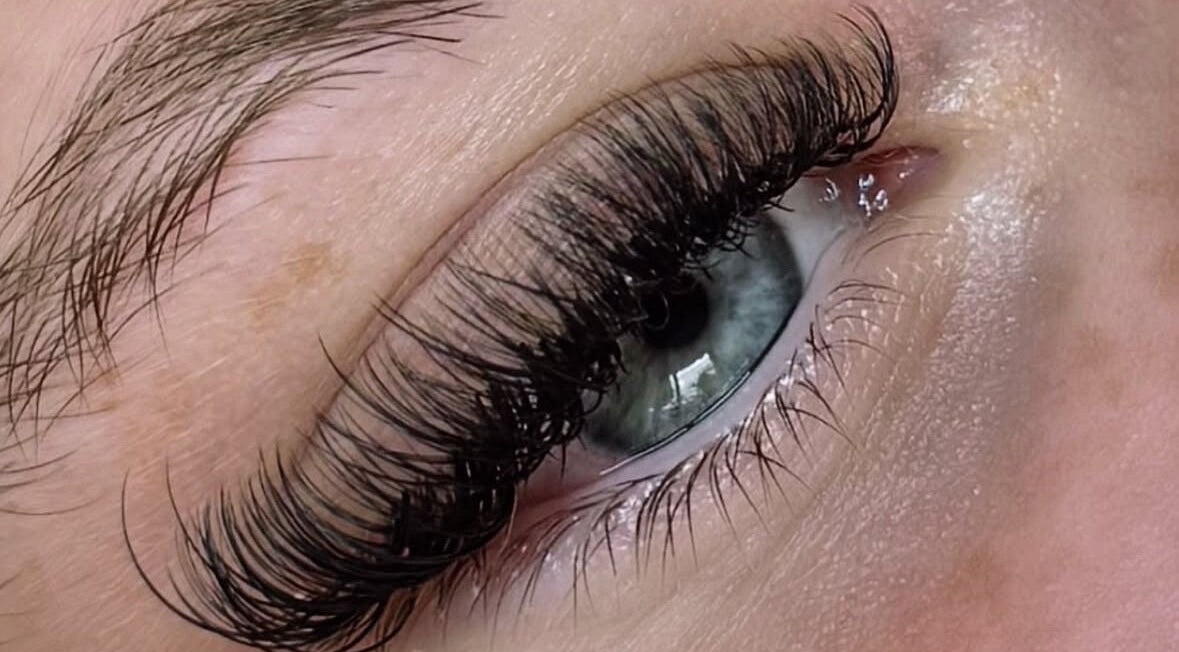 Close-up of elegant eyelash extension at Superfine Cosmetics, Ruthin, Wales, GB.