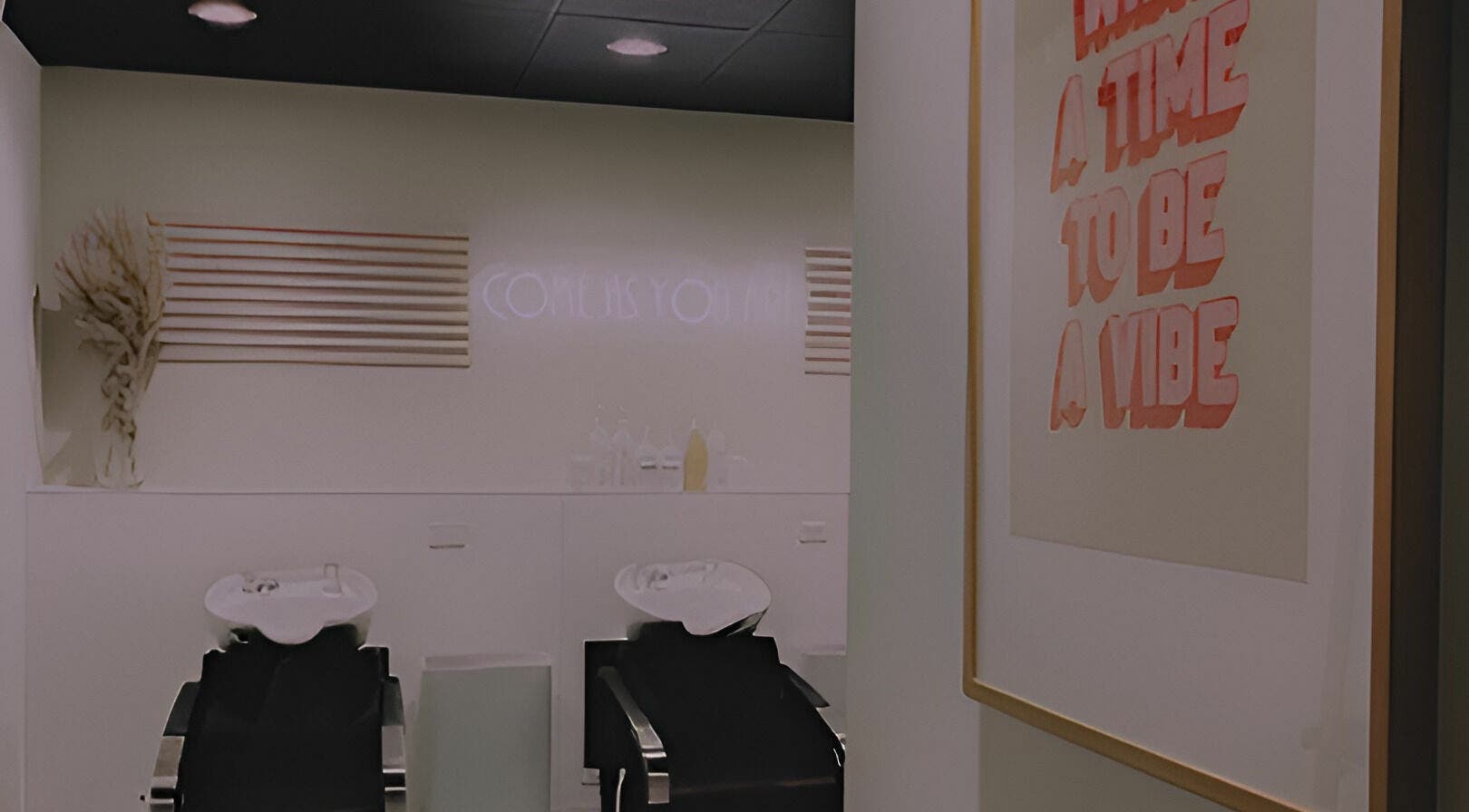 Chic hair wash station at Britt at the Social Beauty Center, Anderson, California, US.