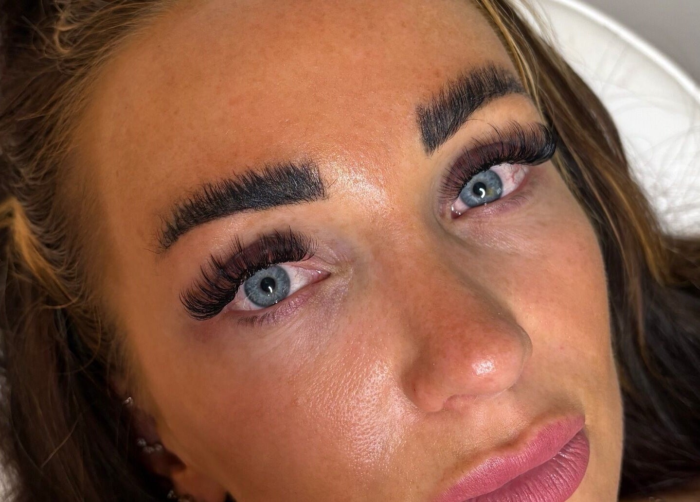 Close-up of styled lashes and brows at Glow Up Lash & Brow in East Cowick, England, GB.