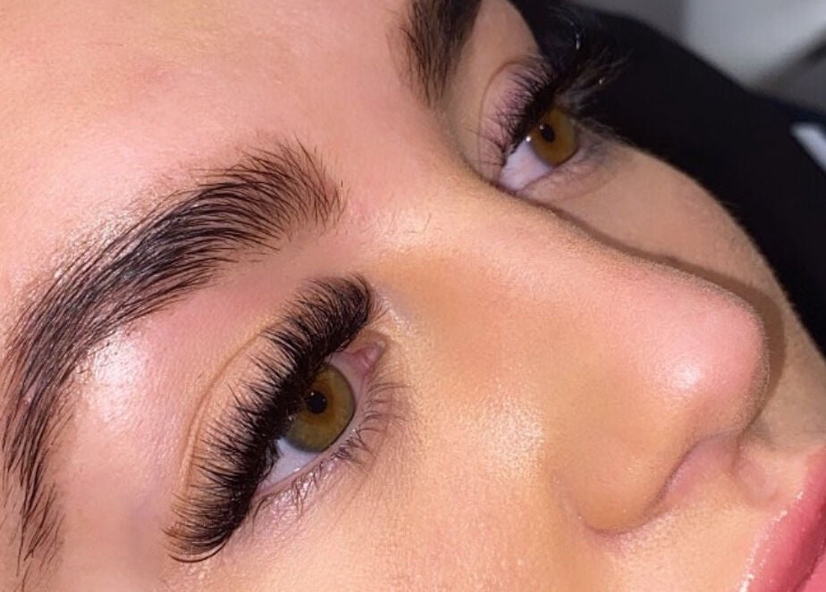 Close-up of expertly done lashes at Glow Up Lash & Brow, East Cowick, England, GB.