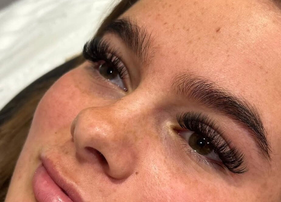 Close-up of expertly applied lashes at Glow Up Lash & Brow, East Cowick, England, GB.