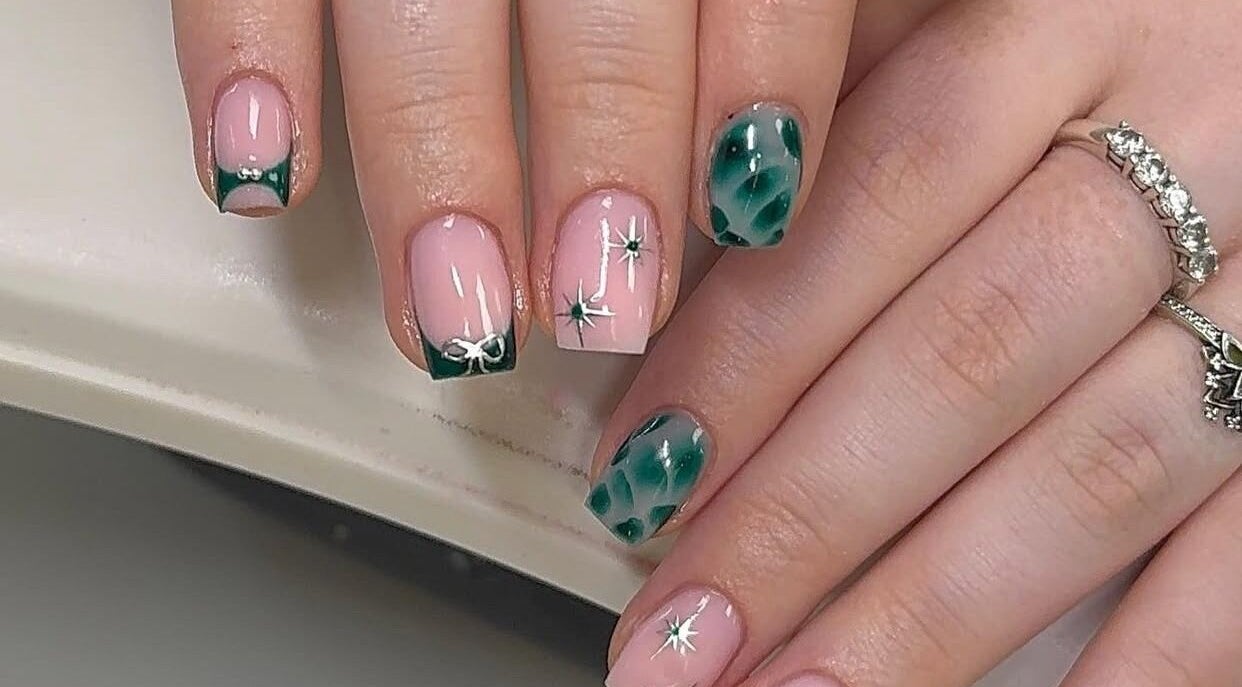 Stylish nail art featuring green designs at Forge Beauty Coolock, Dublin, County Dublin, IE.