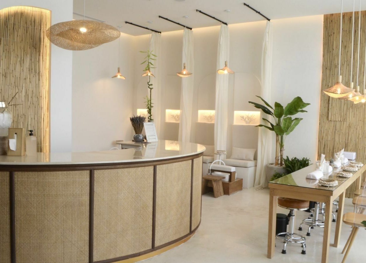 Serene interior of Cuteicles Nail Spa in Riyadh, Riyadh Province, SA, featuring bamboo decor and modern amenities.