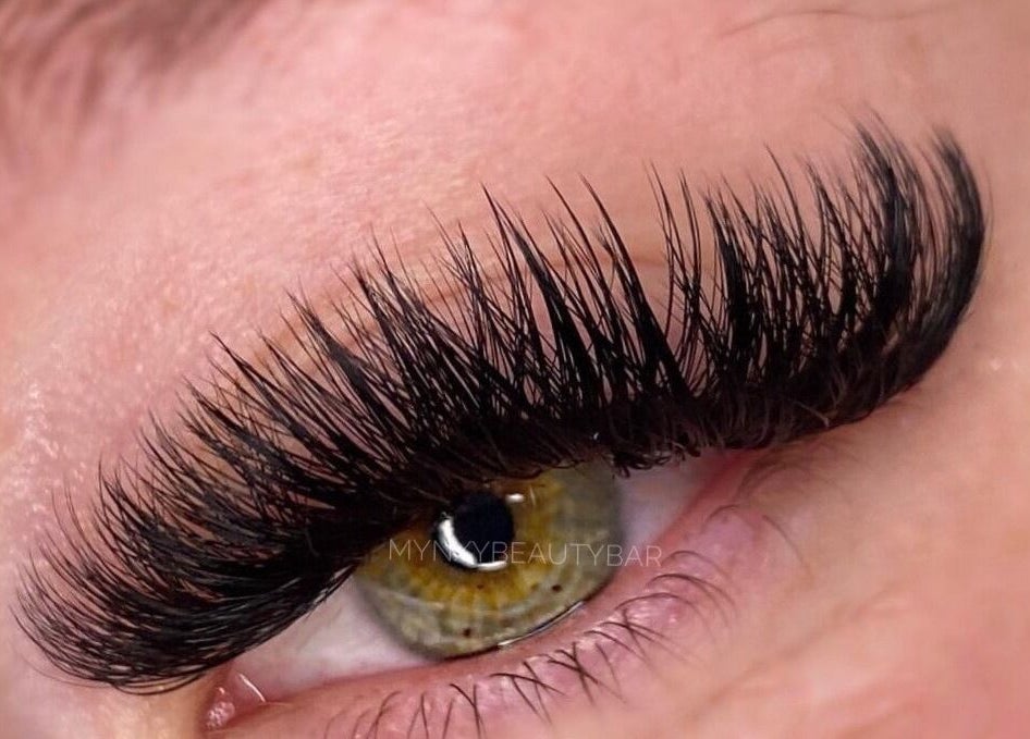 Close-up of voluminous lash extensions at Lashes by Mynxy Beauty Bar, Sandton, Gauteng, ZA.