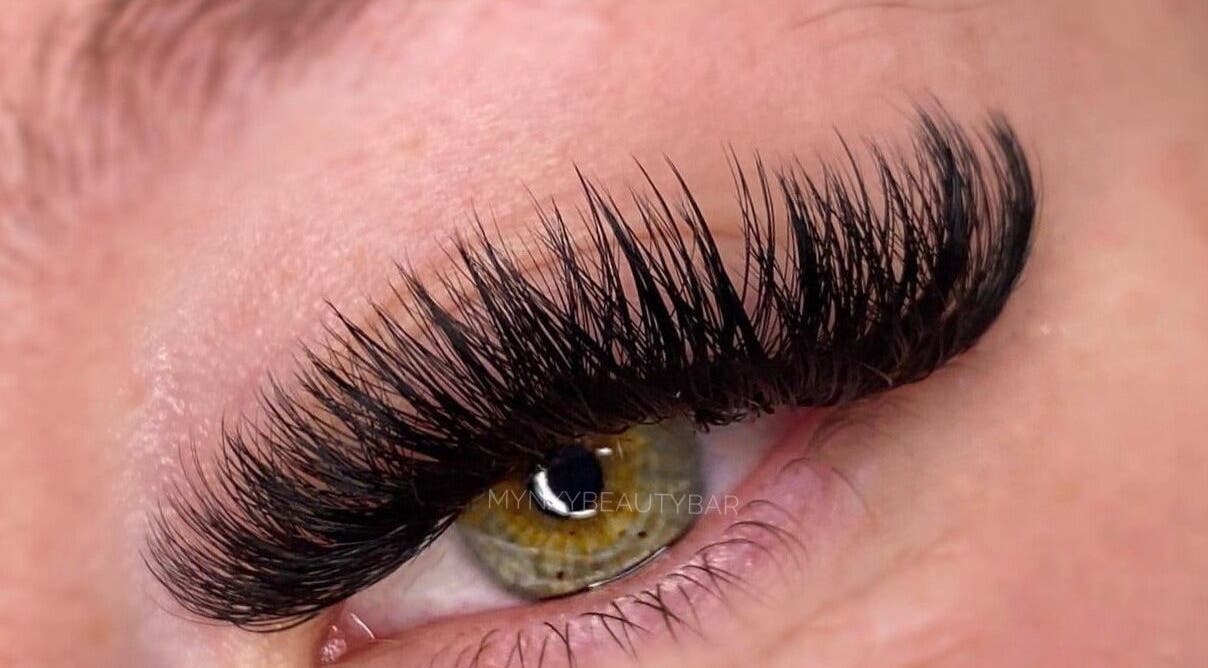 Close-up of voluminous lash extensions at Lashes by Mynxy Beauty Bar, Sandton, Gauteng, ZA.