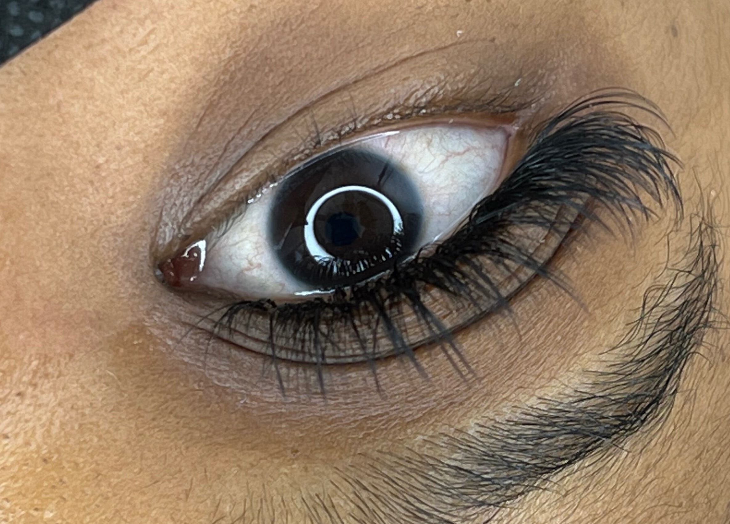 Close-up of expertly applied eyelash extensions at Lashes by Mynxy Beauty Bar, Sandton, Gauteng, ZA.