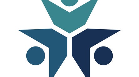 Abstract blue and teal logo representing Reaction Therapy at Wyndyke Furlong, Abingdon, England, GB.