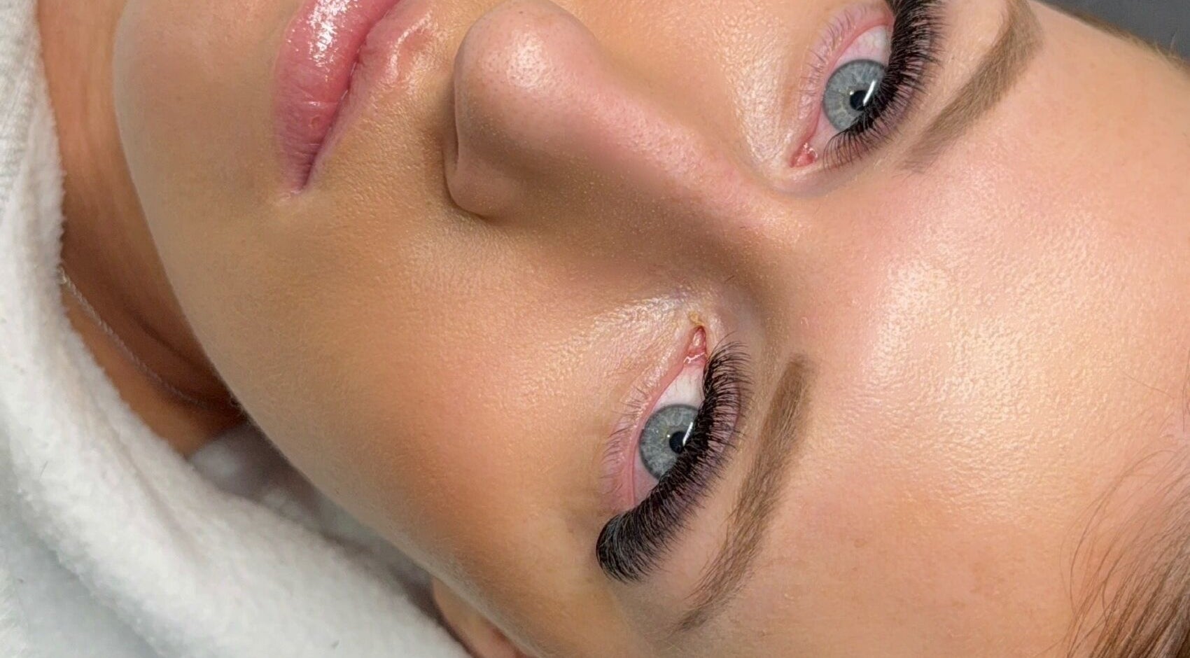 Close-up of a woman's enhanced lashes at Kòha Beauty Corinda, Corinda, Queensland, AU.