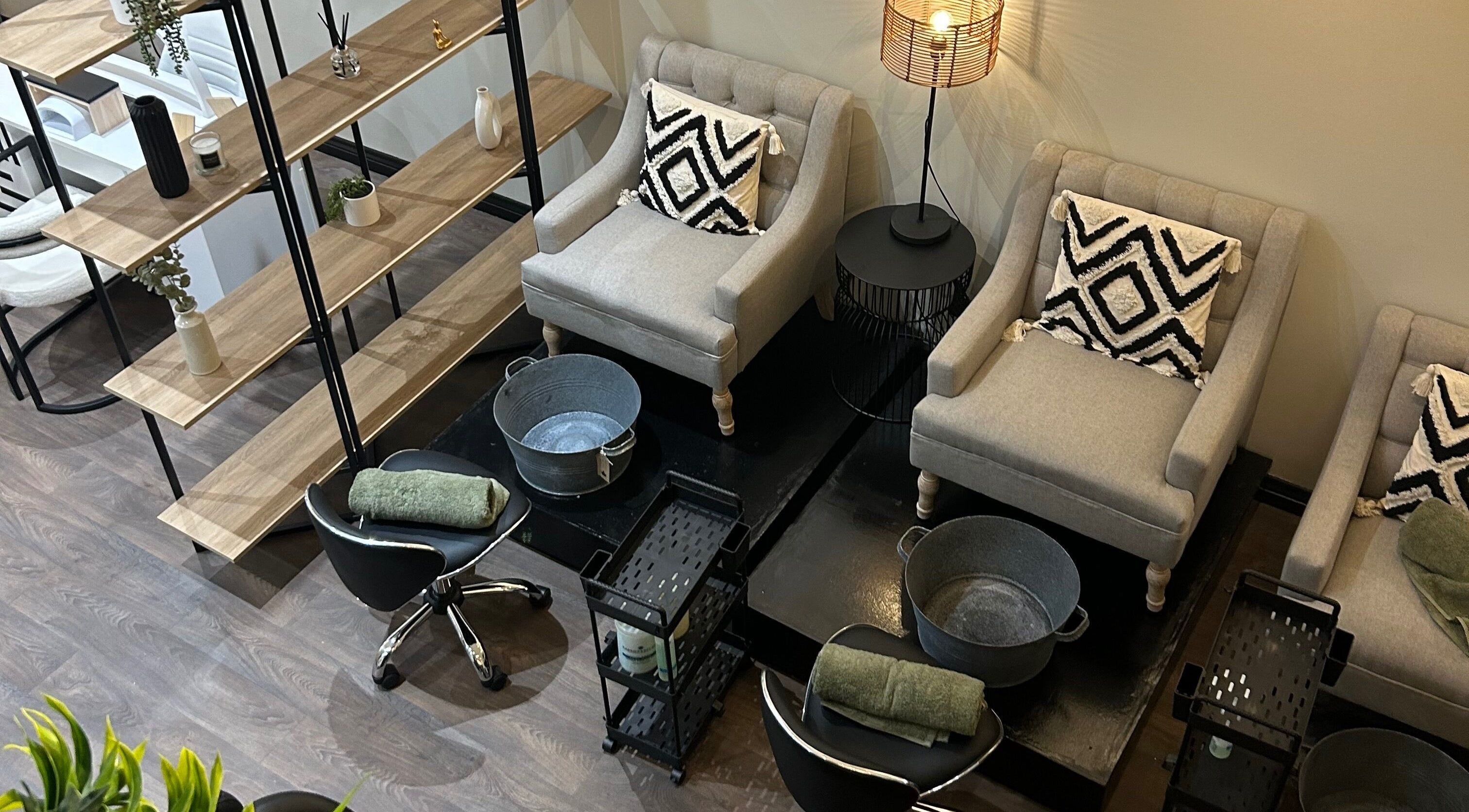 Relaxing spa chairs at Bliss Beauty Bar, Ramsey, Ramsey, IM showcasing a serene atmosphere.