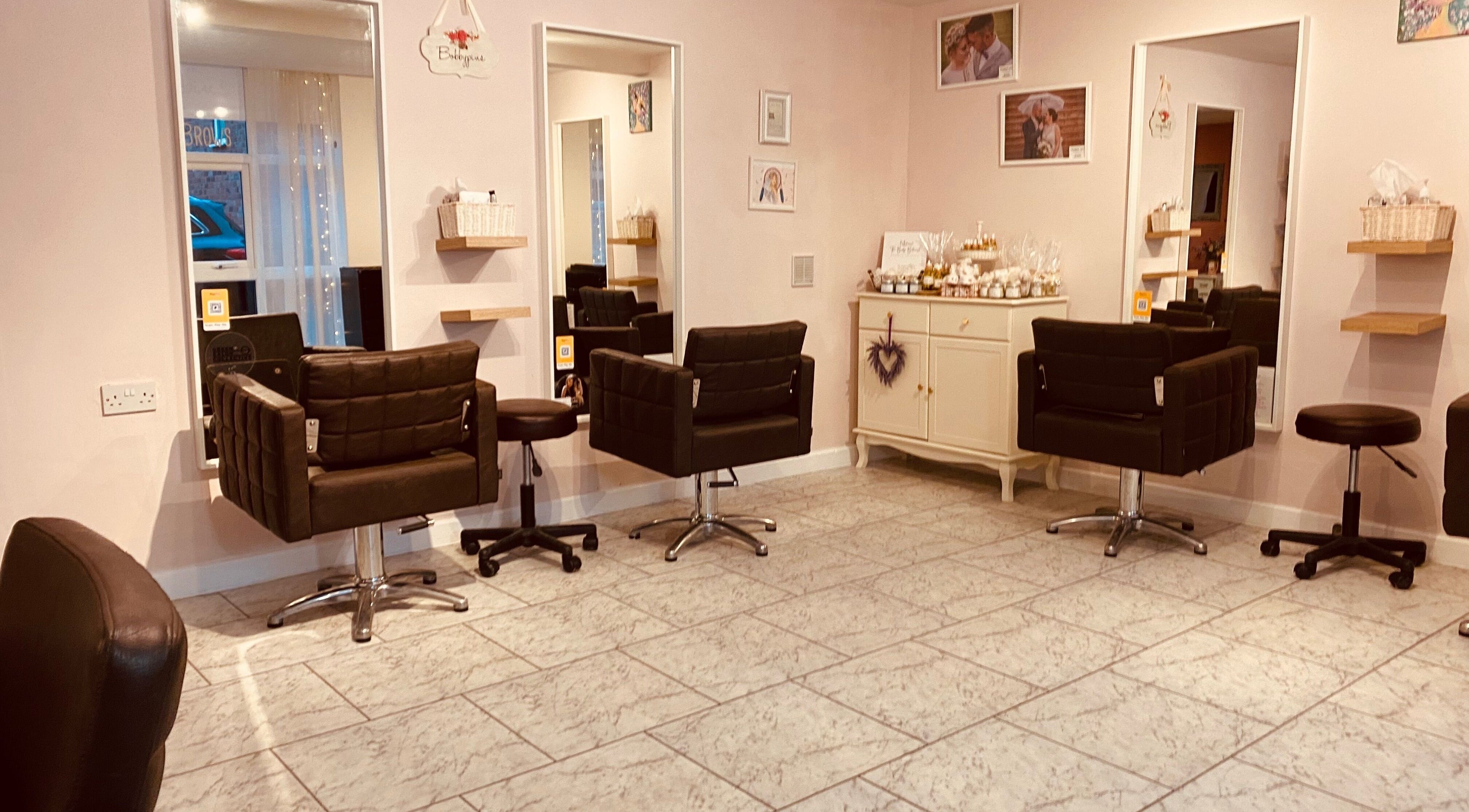 Elegant salon interior at Bobbypins (new clients please contact us first!) in Bromsgrove, England, GB.
