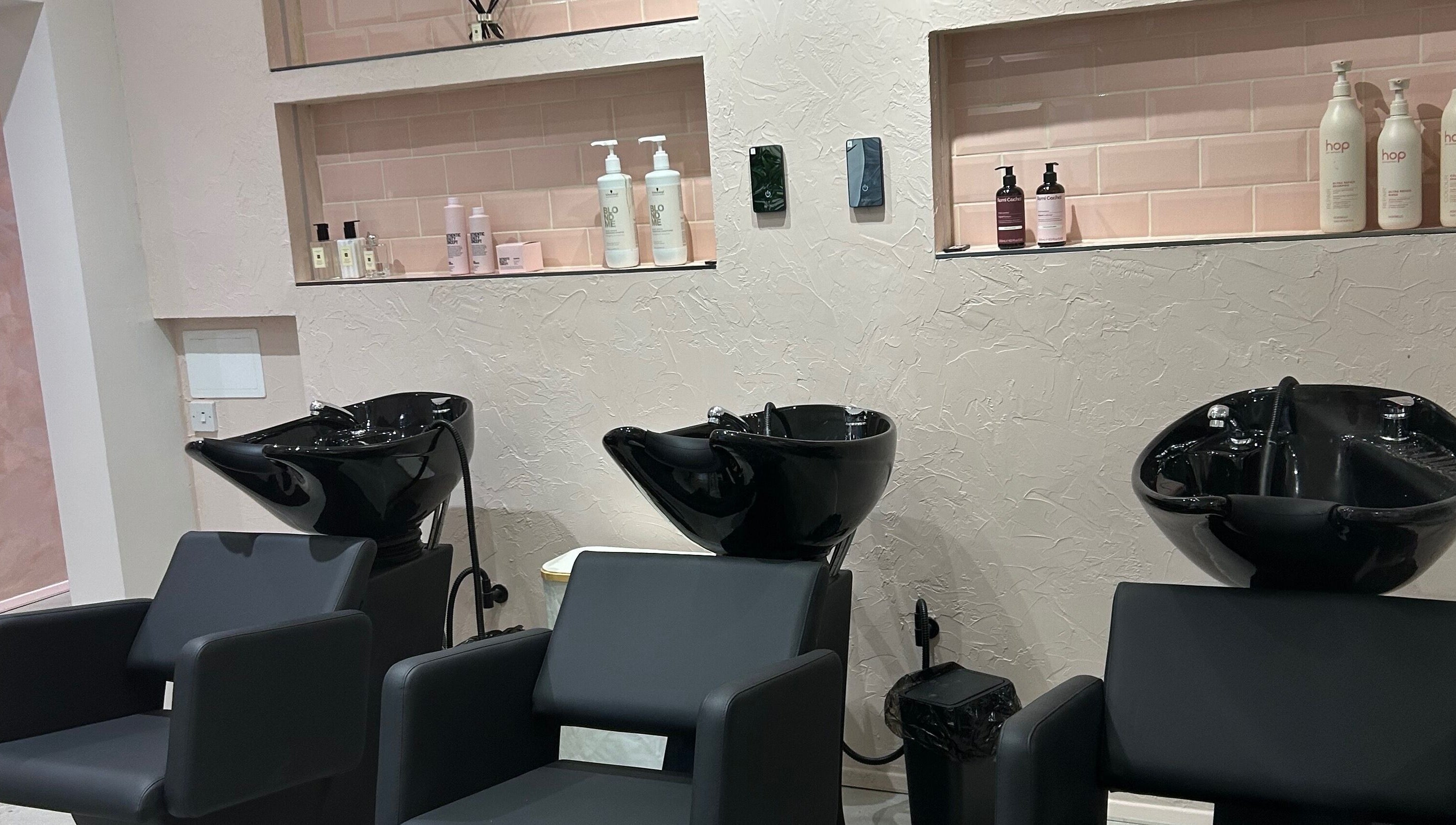 Stylish wash stations at Jodie Create | Vanity Studio Aberdeen, featuring sleek modern chairs in Aberdeen, Scotland, GB.