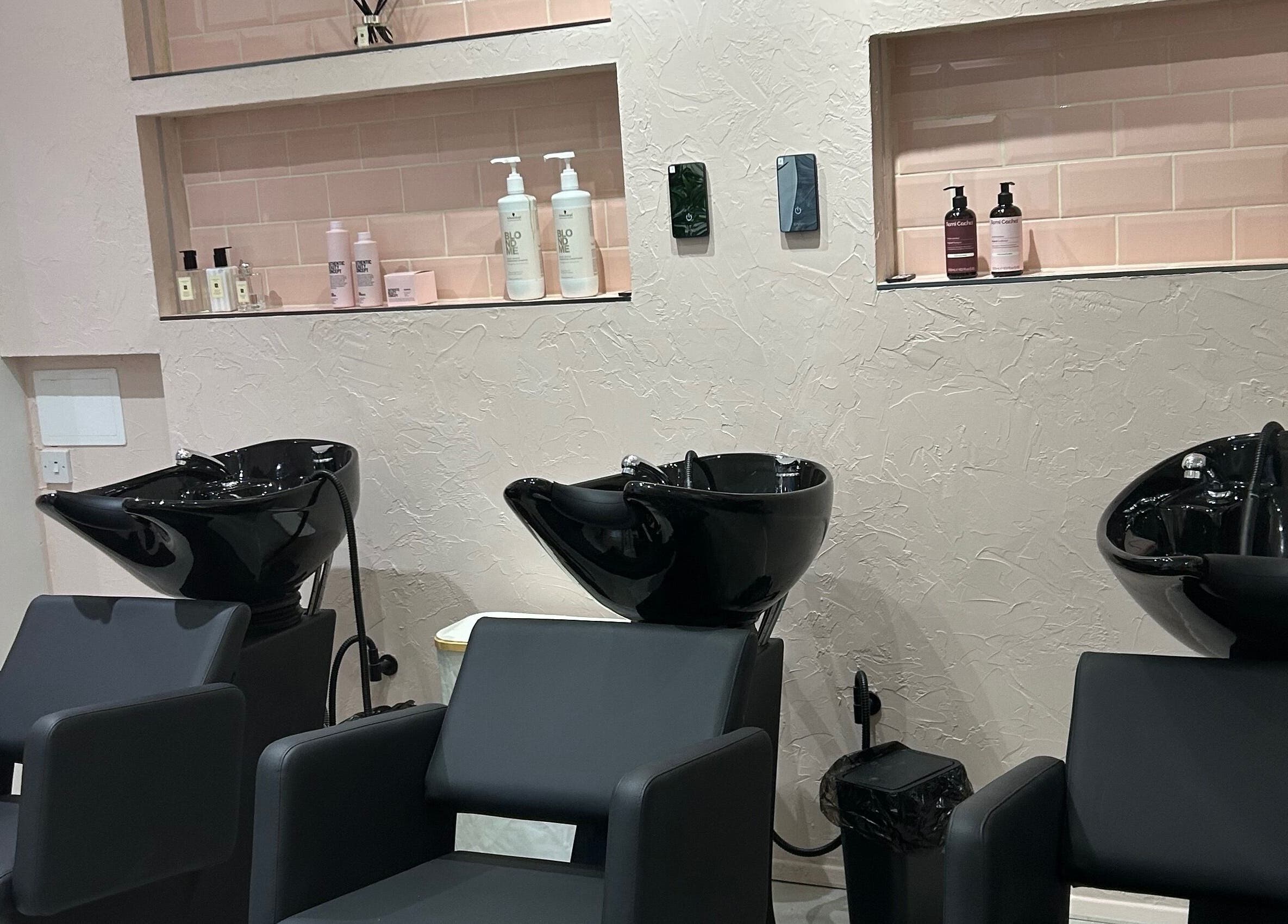 Stylish wash stations at Jodie Create | Vanity Studio Aberdeen, featuring sleek modern chairs in Aberdeen, Scotland, GB.